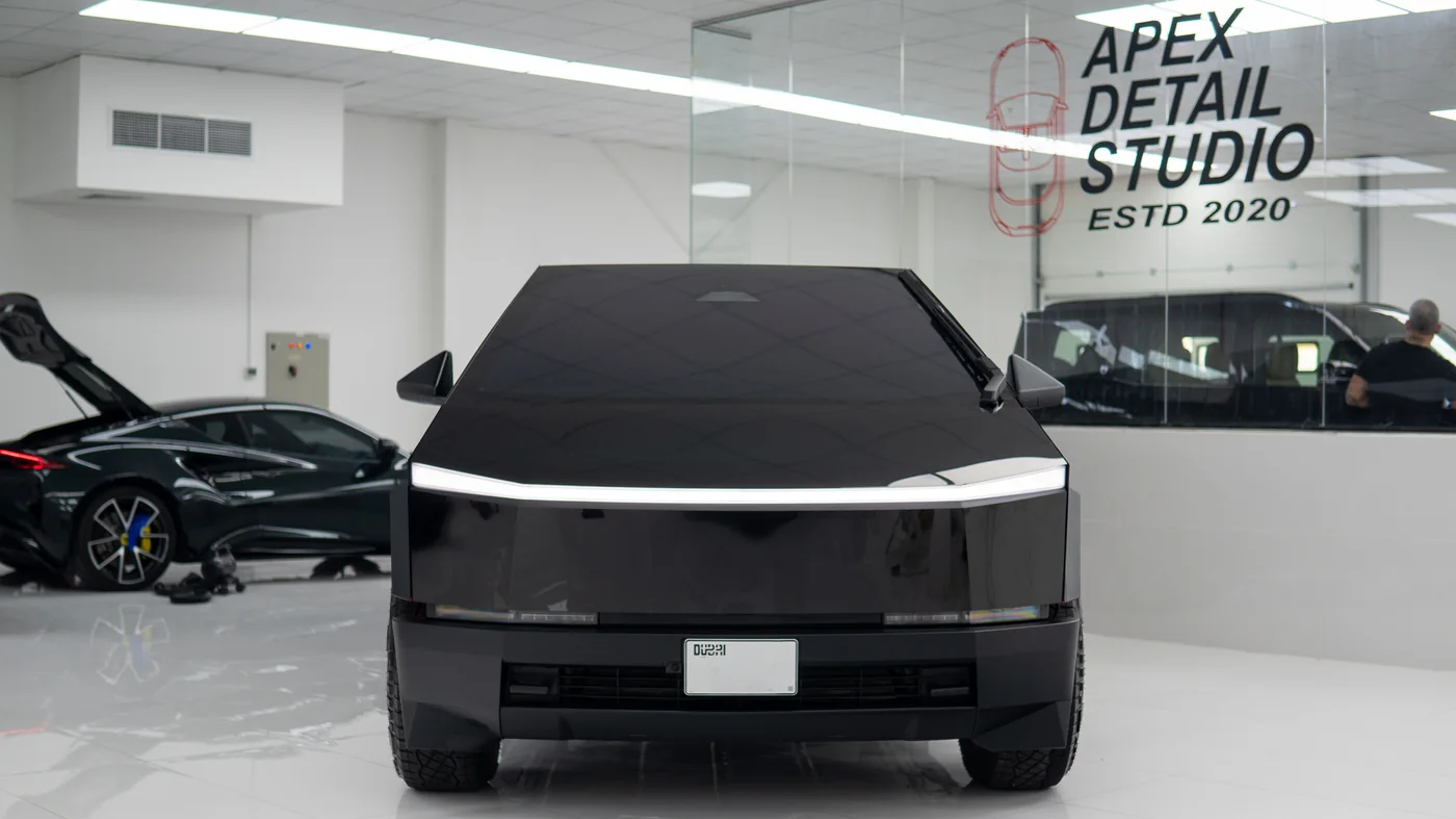 Finished Tesla Cybertruck with XPEL Stealth at Apex Detail Studio Dubai