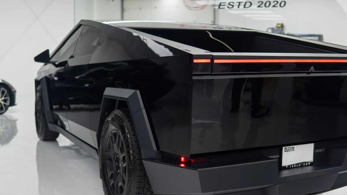 Tesla Cybertruck PPF Dubai - rear three-quarter finish