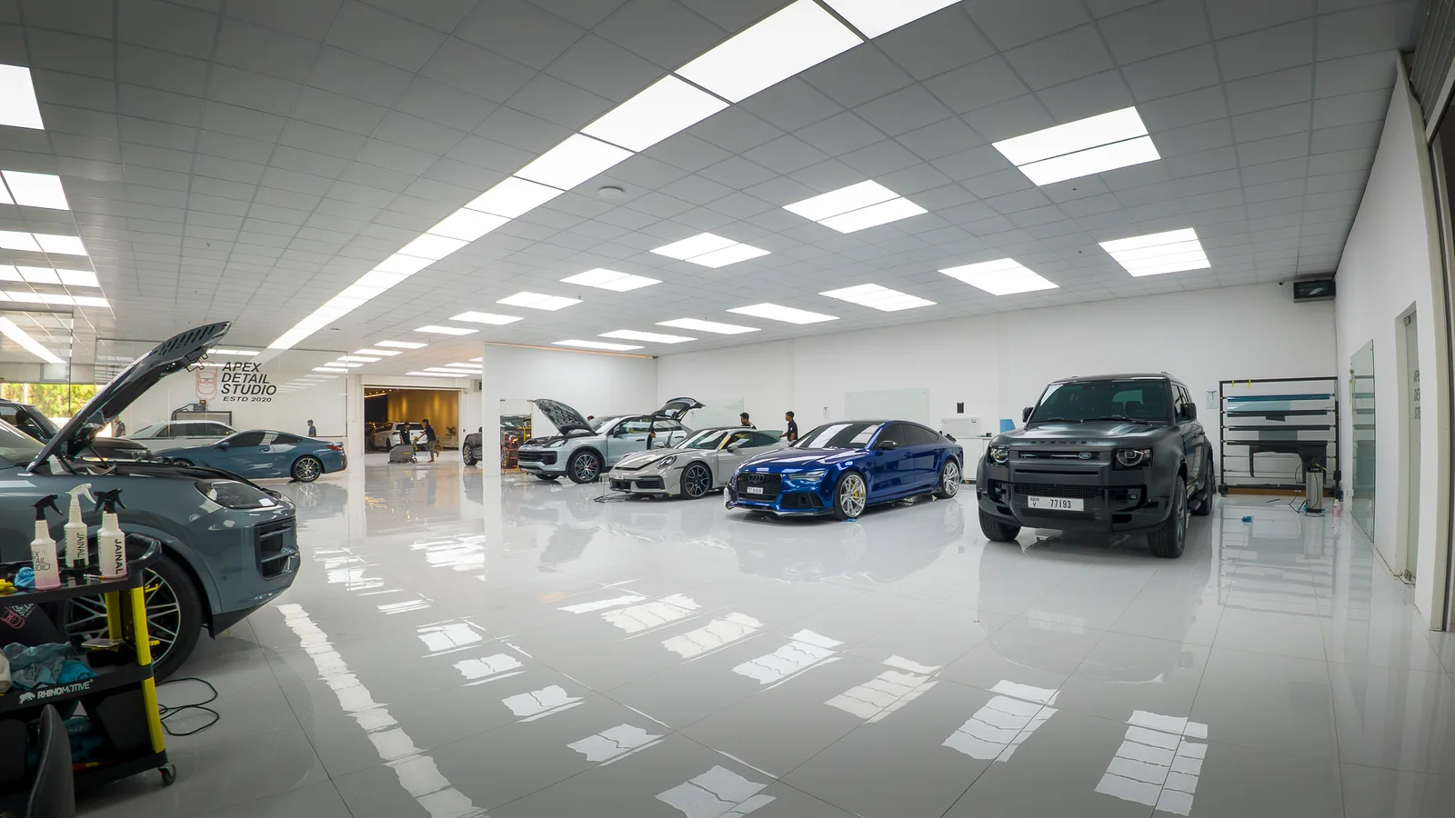 Inside the bright temperature-controlled Apex installation workshop
