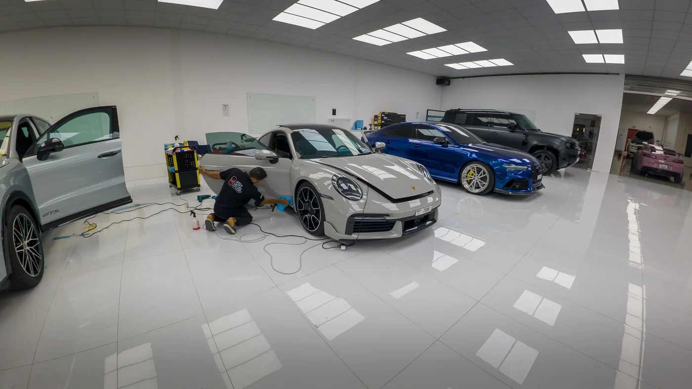 Apex Detail Studio team working in the Al Quoz studio
