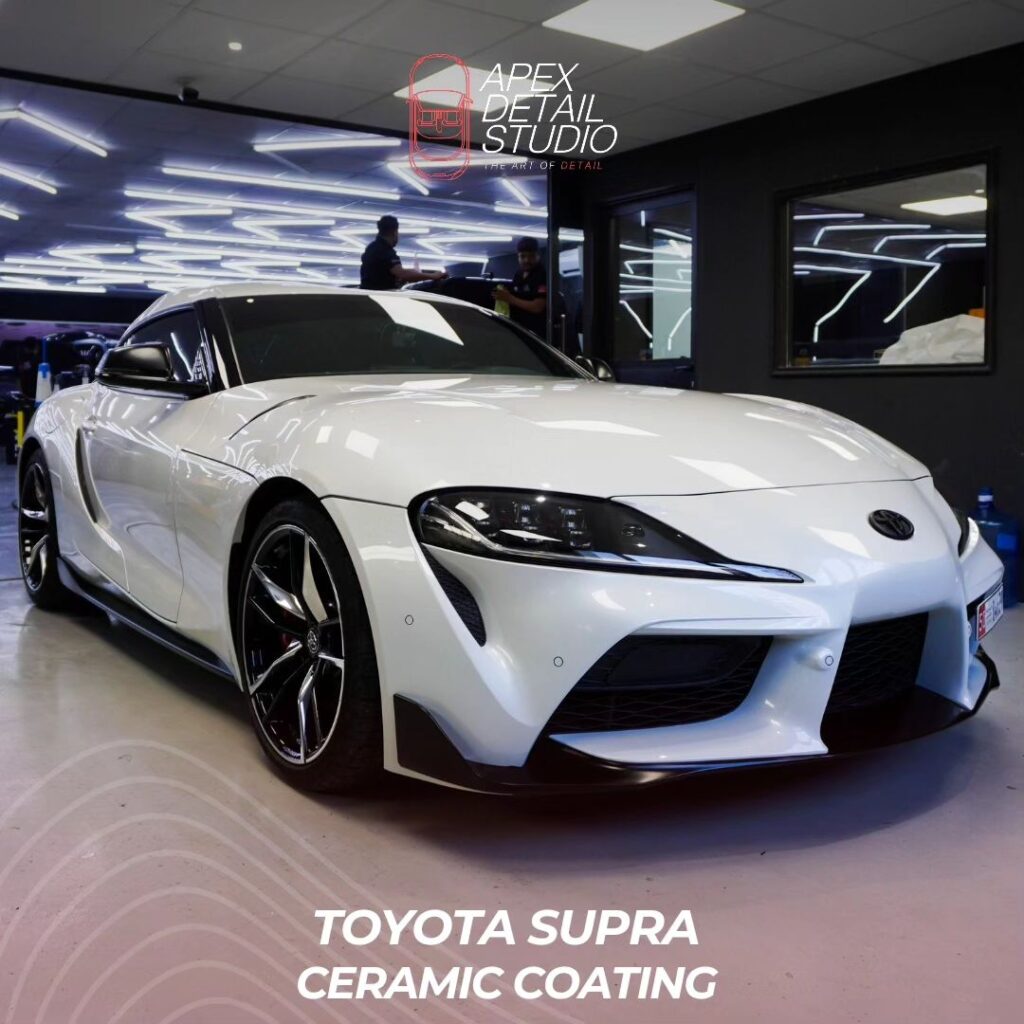 Toyota Supra at Apex Detail Studio Dubai Gtechniq ceramic coating