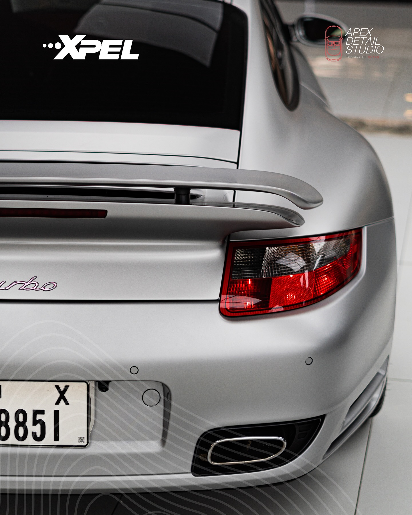 Black Porsche 911 with paint protection film at Apex Detail Studio Dubai