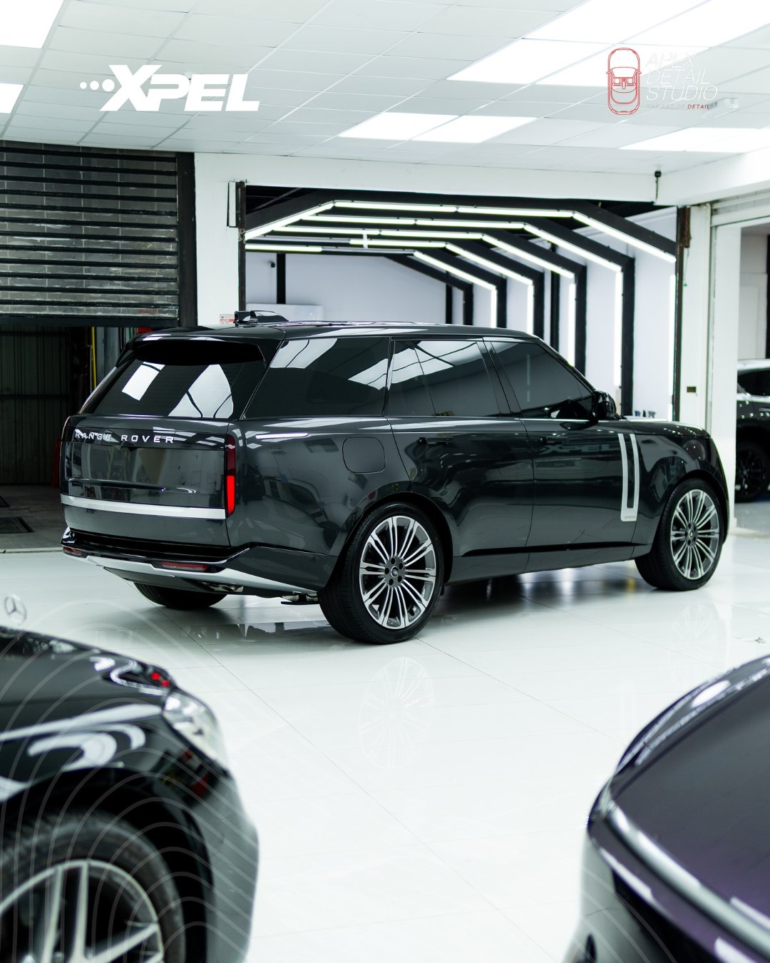 2025 Range Rover Autobiography, dark grey, full body premium PPF, at Apex Detail Studio in Dubai