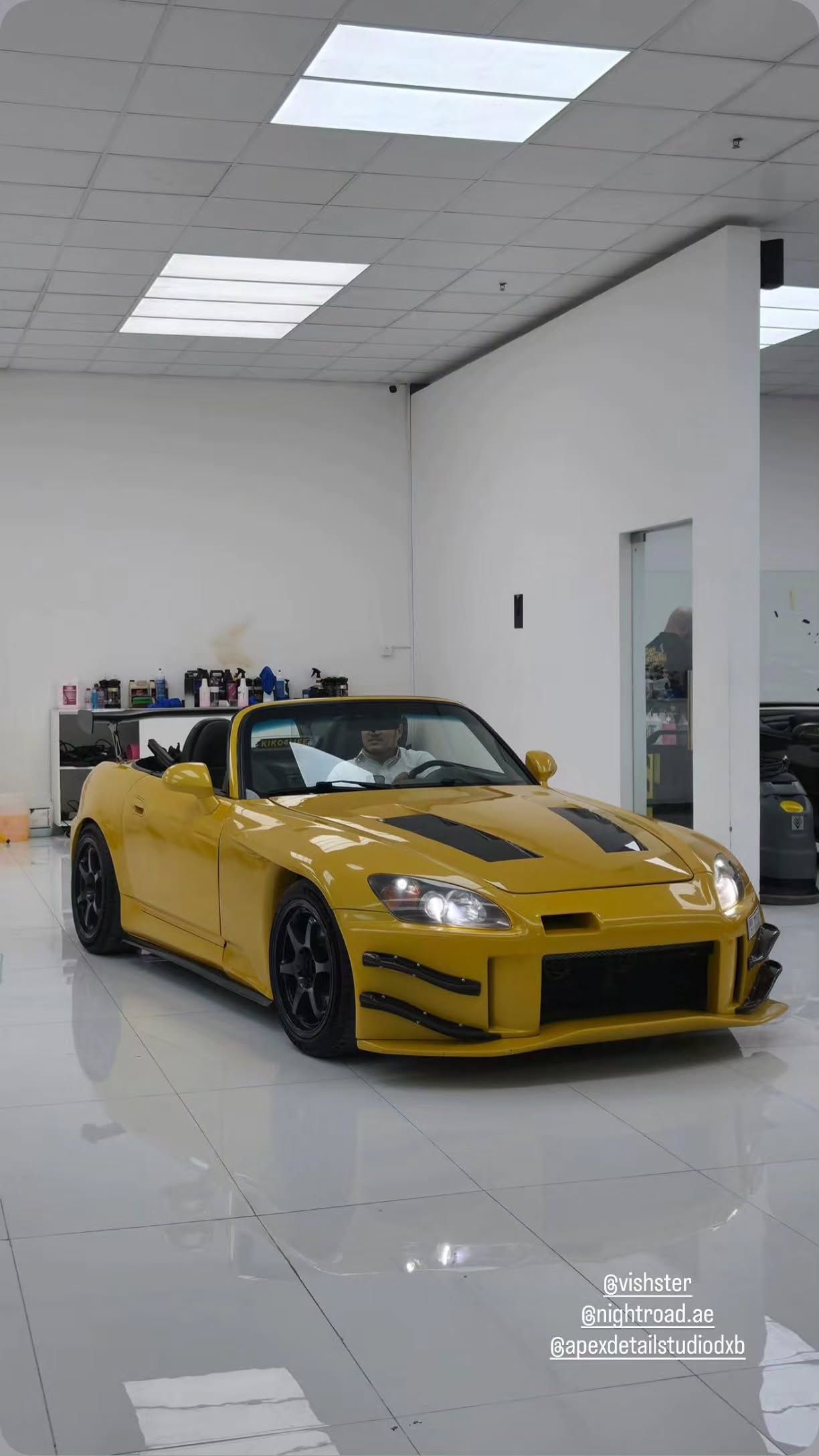 Gold Nissan GT-R in the studio at Apex Detail Studio Dubai