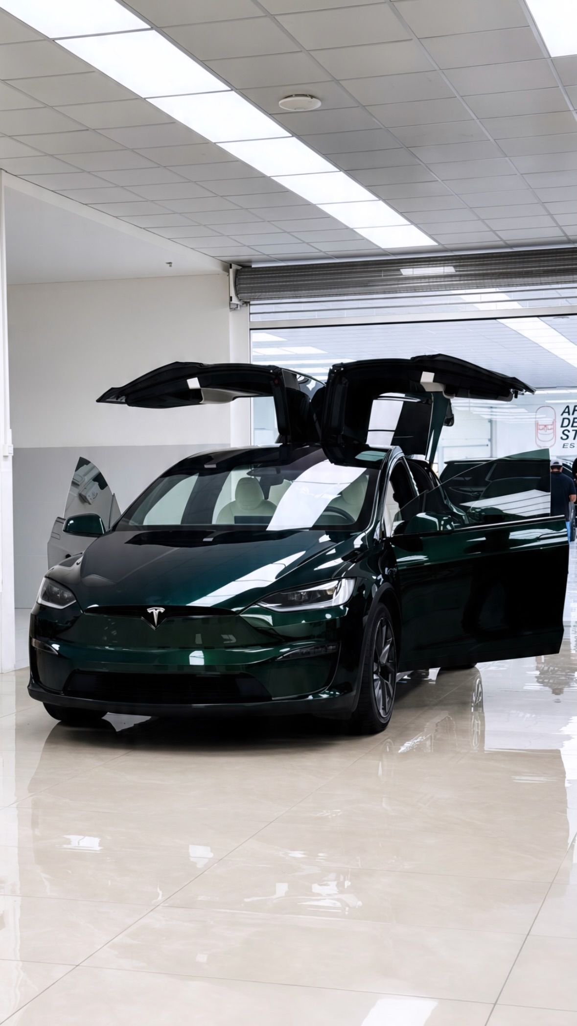 Green Mercedes SLS gullwing in the studio at Apex Detail Studio Dubai