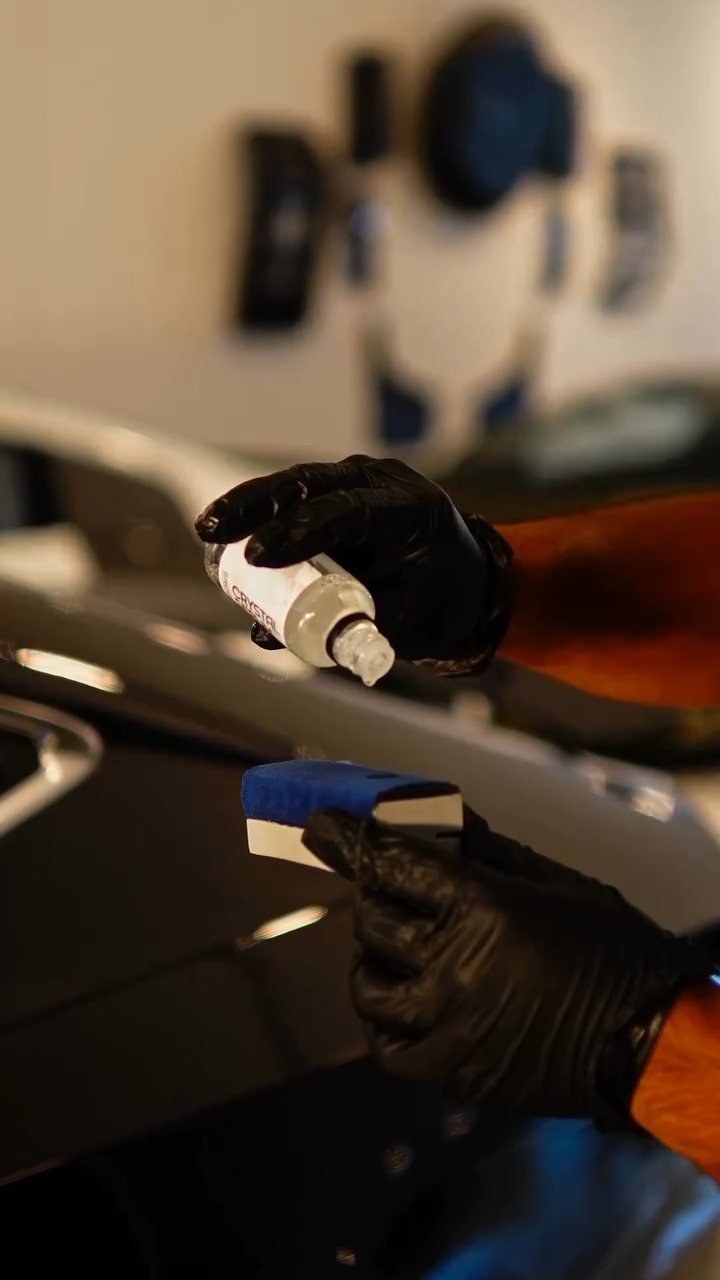 Ceramic coating dropped onto an applicator for the Audi A7 at Apex Detail Studio Dubai