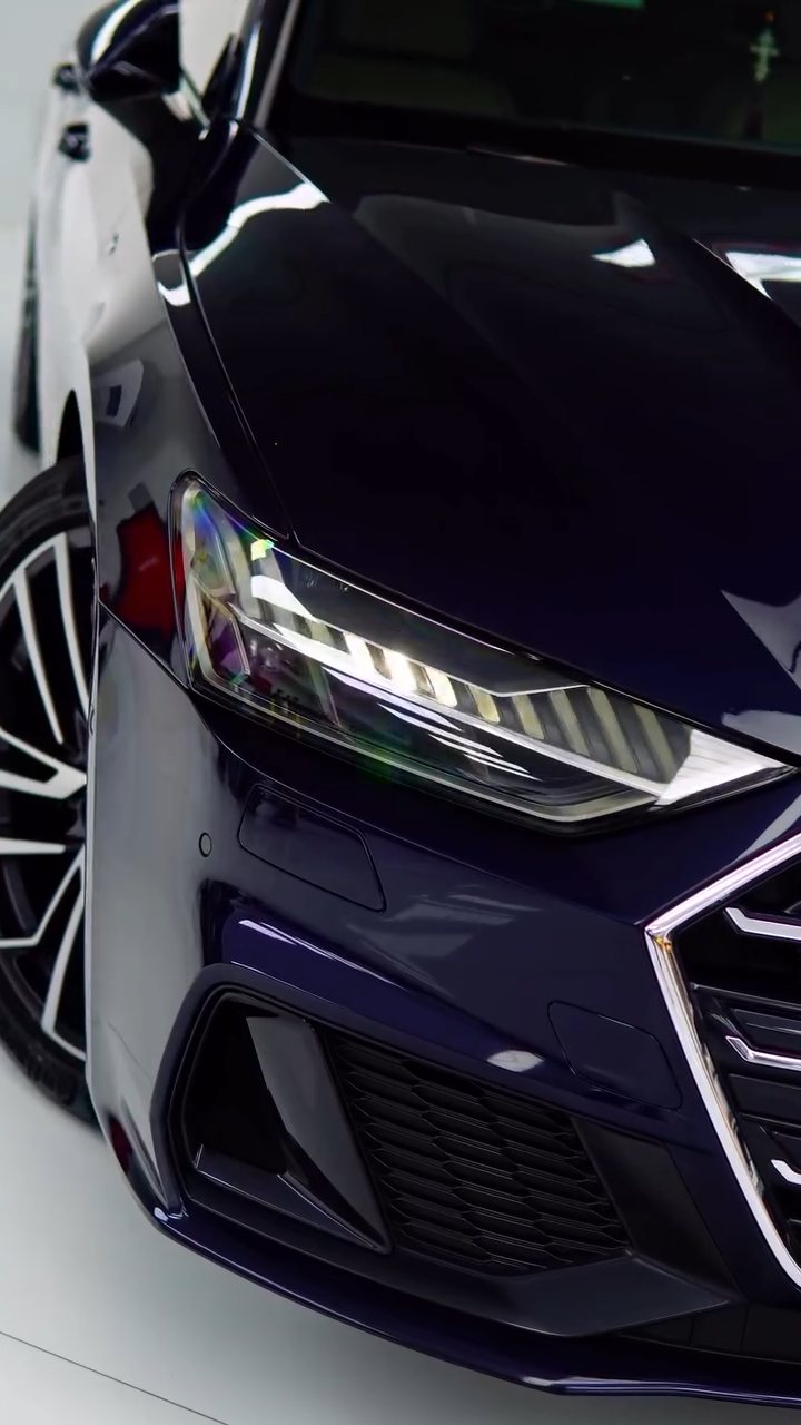 Audi A7 front corner gloss after ceramic coating at Apex Detail Studio Dubai