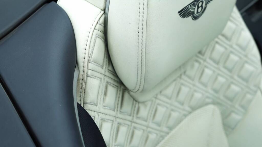 Bentley wings embroidery on a Continental GT headrest