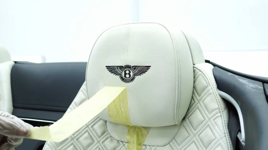 Wiping a Bentley Continental GT headrest
