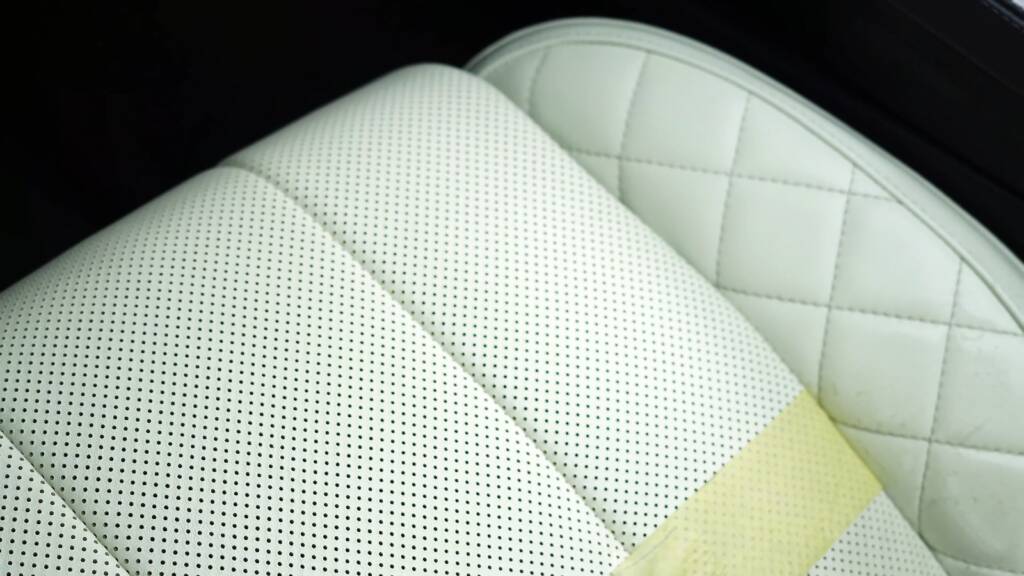Bentley Continental GT seat base during leather cleaning