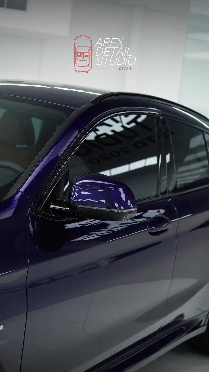Gloss on the BMW X4 side after ceramic coating at Apex Detail Studio Dubai