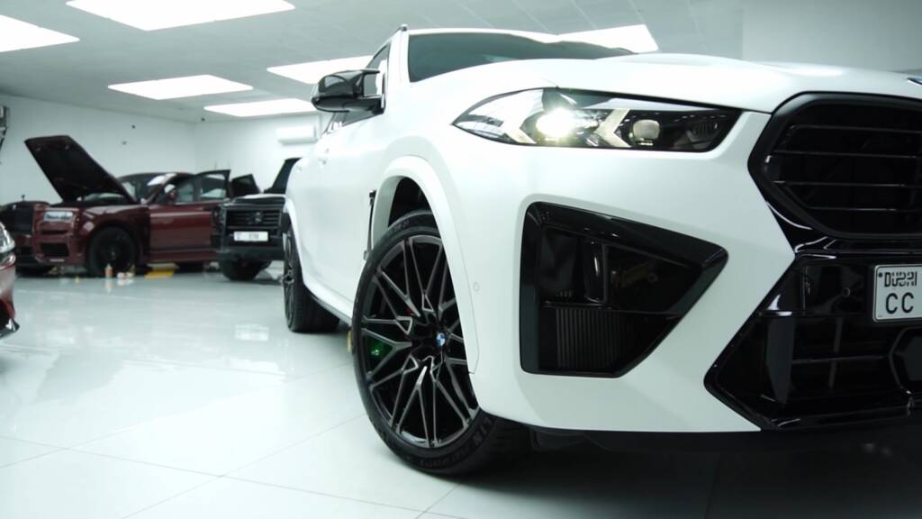 Finished 2024 BMW X6 M Competition in full premium satin PPF at Apex Detail Studio Dubai