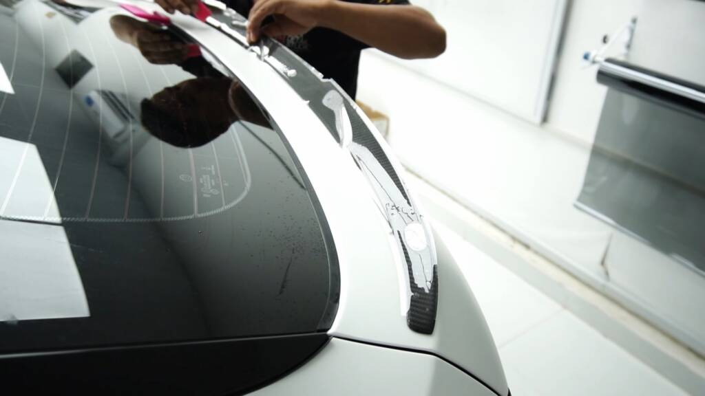 2024 BMW X6 M Competition roofline and rear glass with satin PPF at Apex Detail Studio Dubai