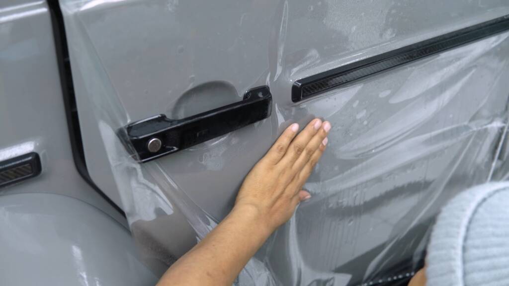 PPF fitted around the door handle of a Brabus G800 in Dubai