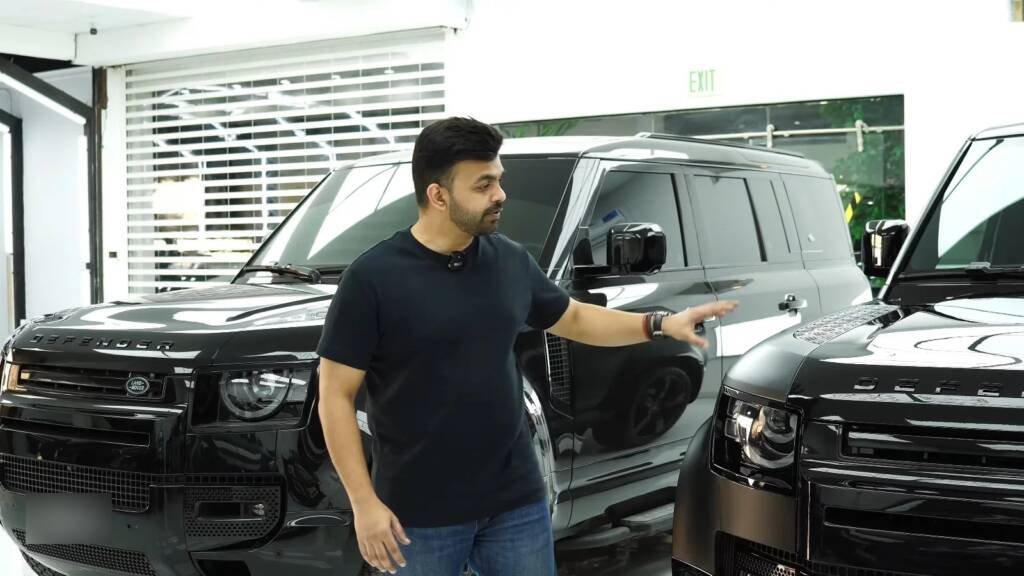 Gloss black details on a satin Land Rover Defender 110, Apex Dubai