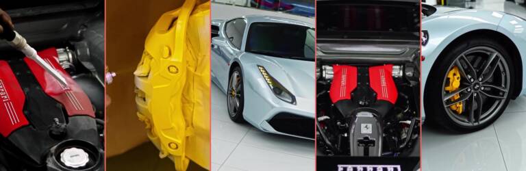 Ferrari 488 GTB Dry Ice Cleaning and Caliper Paint in Dubai