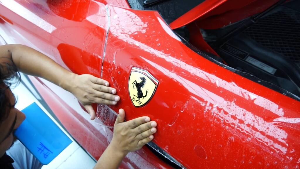 Working around the Scuderia shield on a Ferrari Portofino