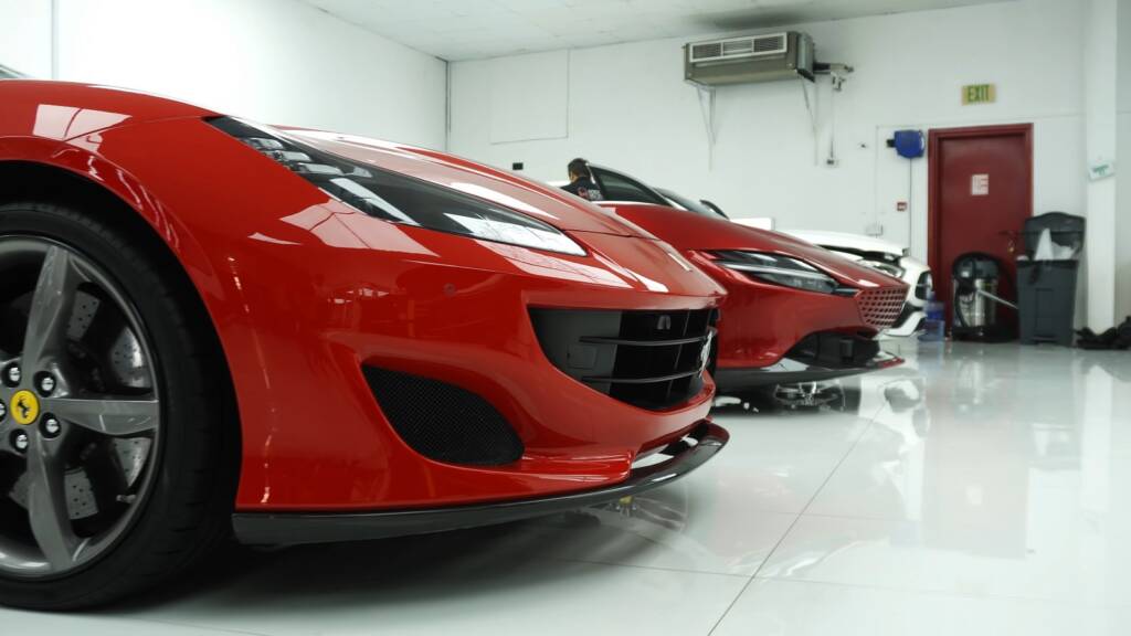 Ferrari Portofino wheel and wing after PPF