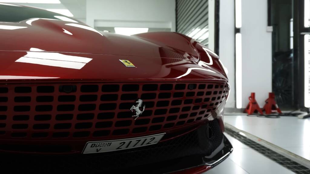 Ferrari Roma Spider grille after premium PPF