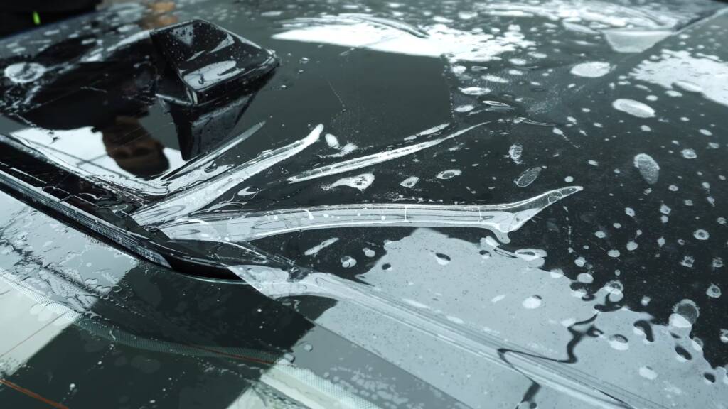 PPF laid over the 2024 Ford Mustang Dark Horse bonnet at Apex Detail Studio Dubai