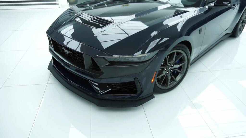Finished 2024 Ford Mustang Dark Horse front end after full PPF at Apex Detail Studio Dubai