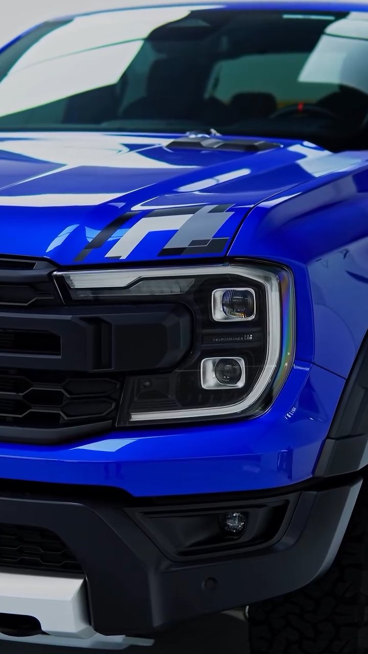Ford Raptor front grille and headlight after matte PPF in Dubai