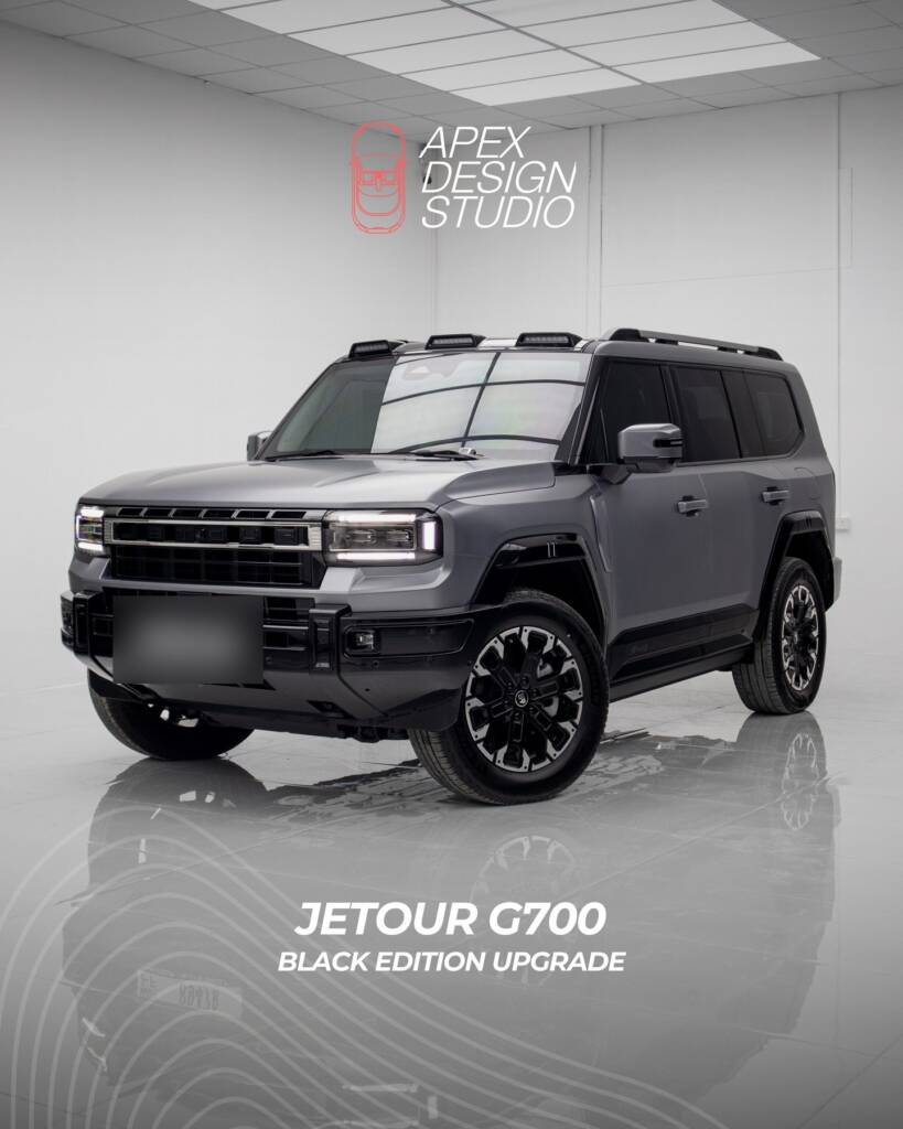Grey Jetour G700 Black Edition blackout upgrade with matte PPF at Apex Detail Studio Dubai