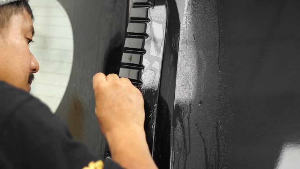 Jetour G700 PPF pillar edge being tucked at Apex Detail Studio
