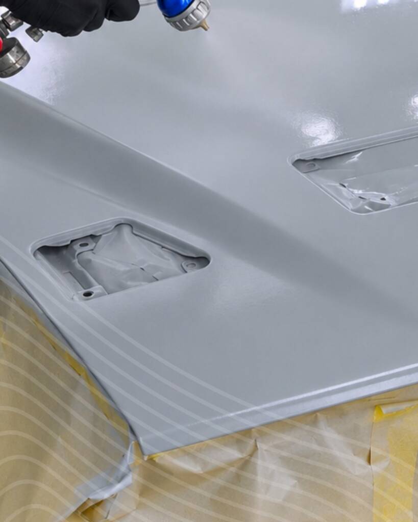 Close up of the bonnet vents on the Lancia Delta Integrale in fresh Nardo Grey paint at Apex Detail Studio Dubai