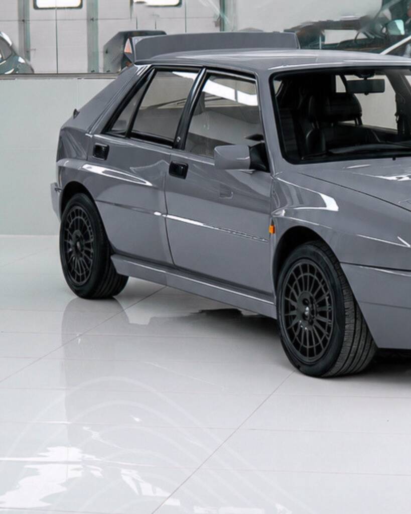 Side profile of the Nardo Grey Lancia Delta Integrale after the respray and PPF at Apex Detail Studio Dubai