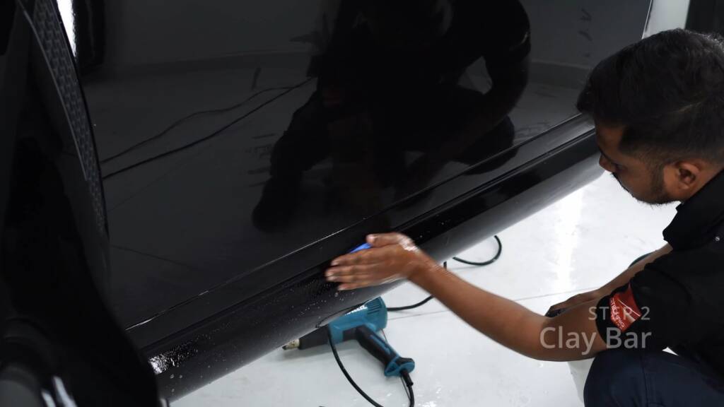 Clay bar decontamination on a Land Rover Defender 130