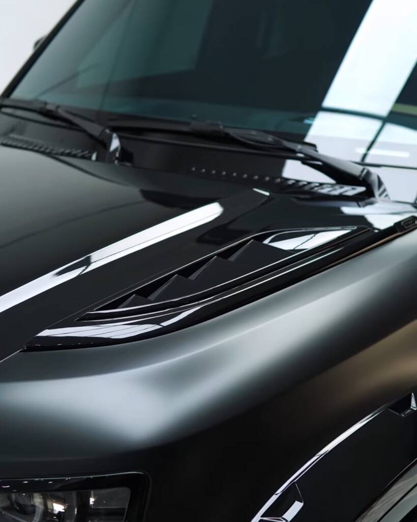 Close up of bonnet vent on a 2026 Land Rover Defender body kit, Dubai