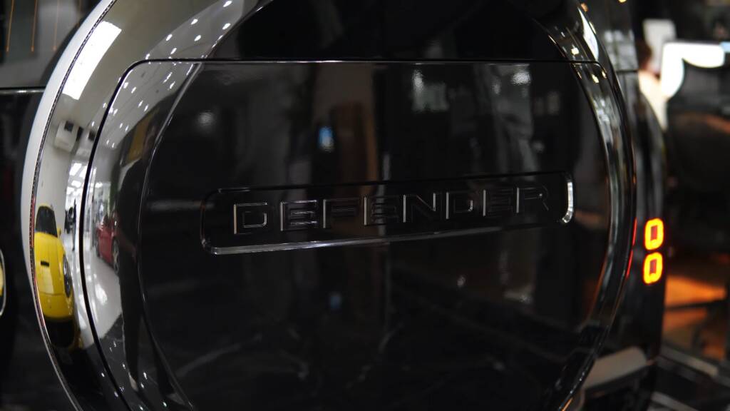 PPF on the spare wheel cover of a new Land Rover Defender at Apex Dubai