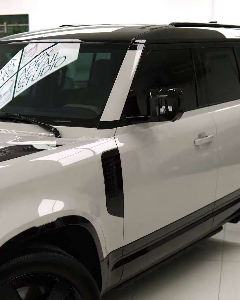 Side profile of a 2026 Land Rover Defender before tinting, Dubai