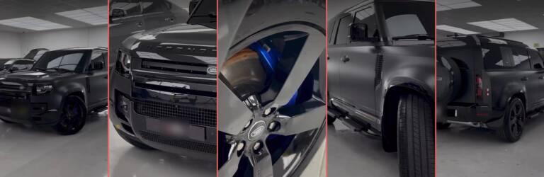 Land Rover Defender Blackout in Dubai: Black Wheels, Steps and Blue Calipers