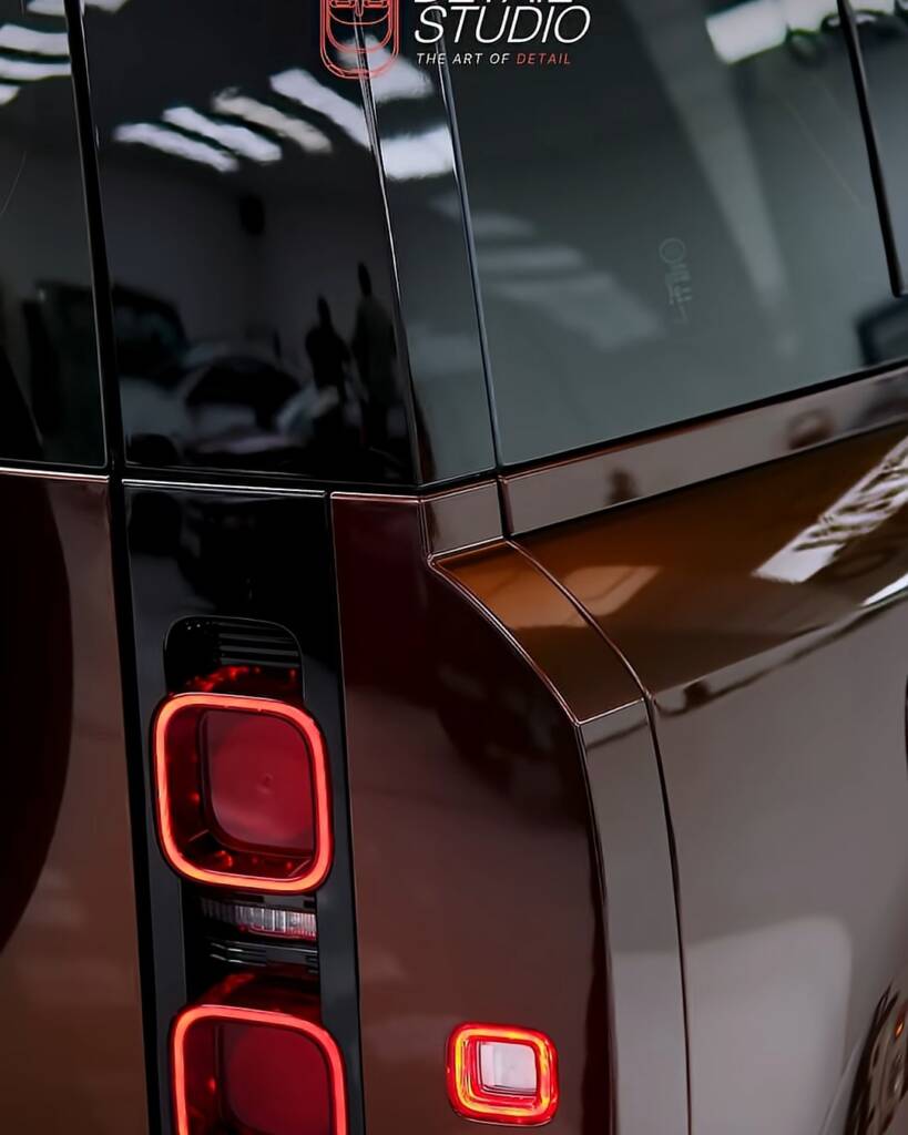 Land Rover Defender rear light and quarter in Sedona Red colour PPF, Dubai