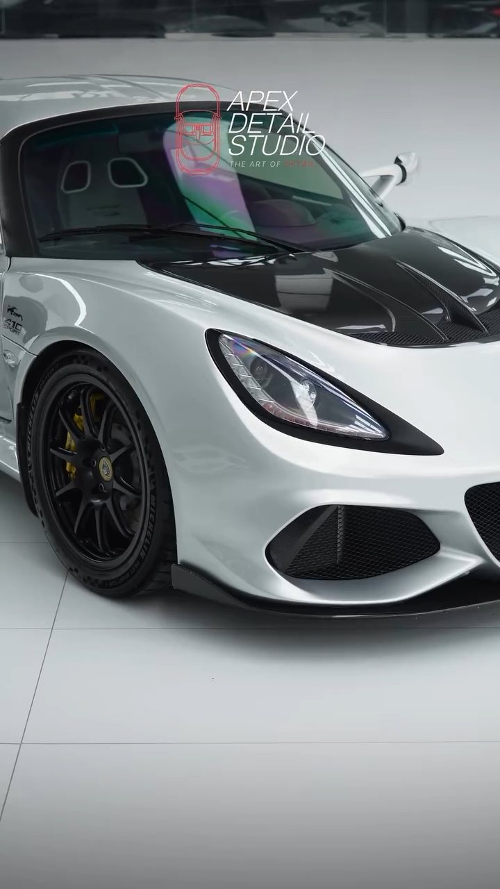 Silver Lotus Exige 410 Sport front after a maintenance wash at Apex Detail Studio