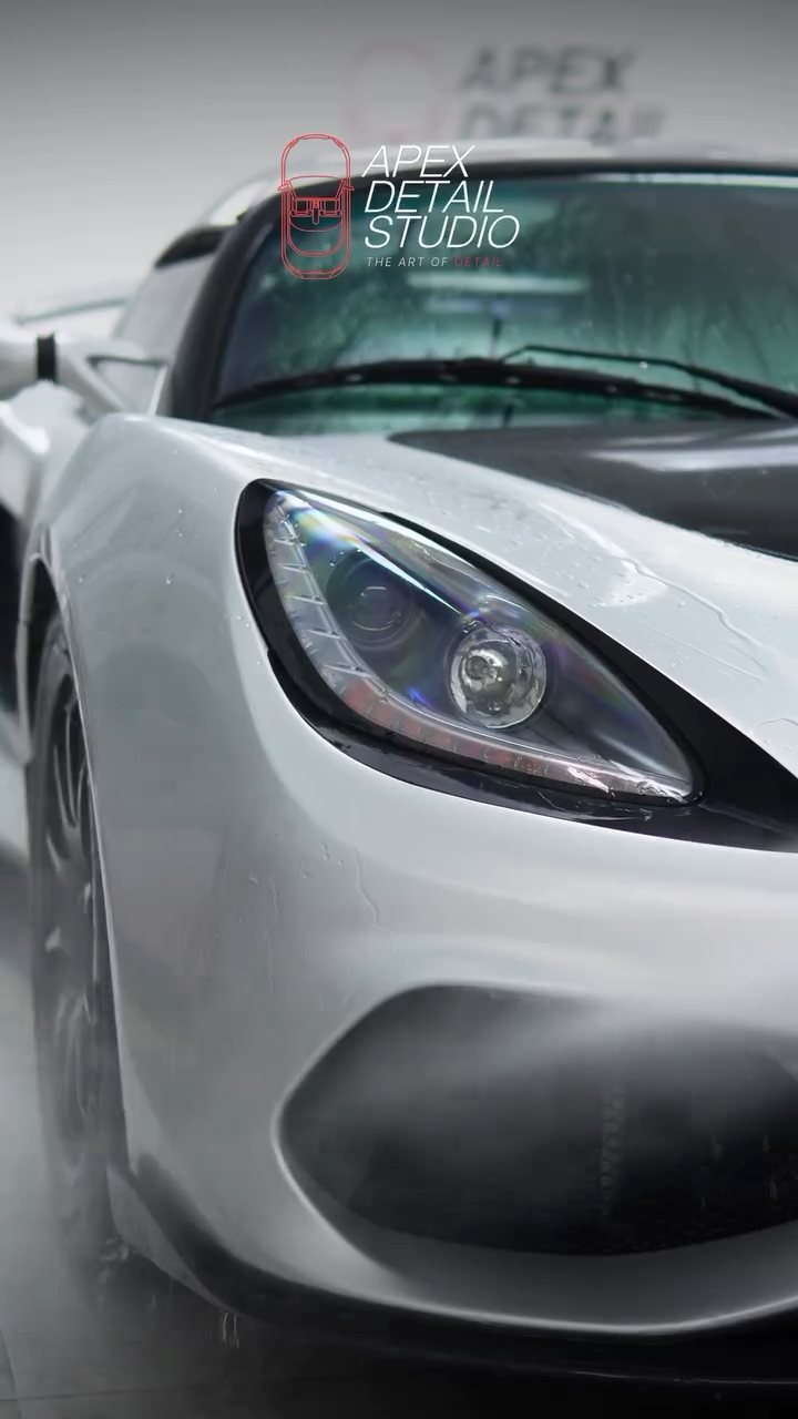 Lotus Exige front end being pre-rinsed at Apex Detail Studio