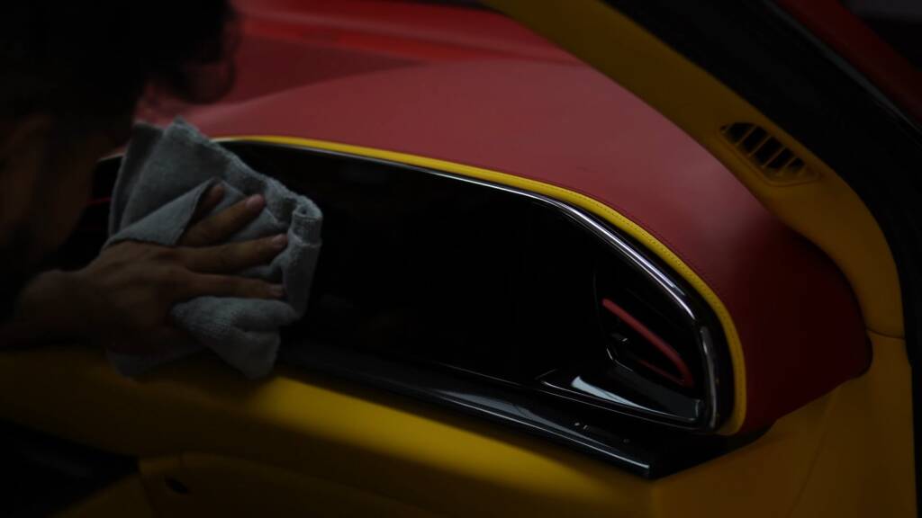 Cleaning Mansory Pugnator yellow and red interior trim