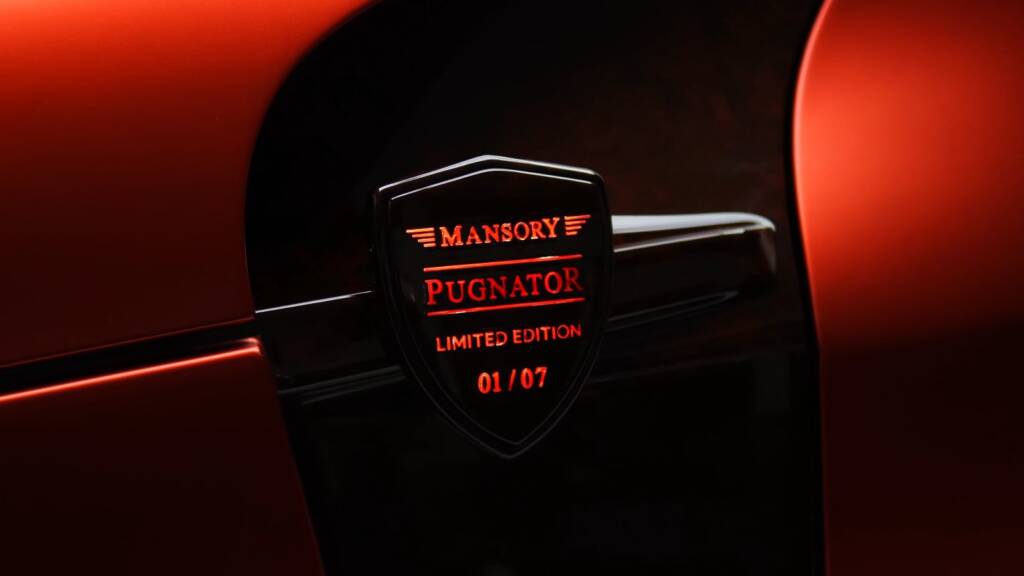 Mansory Pugnator limited edition badge on satin red paint
