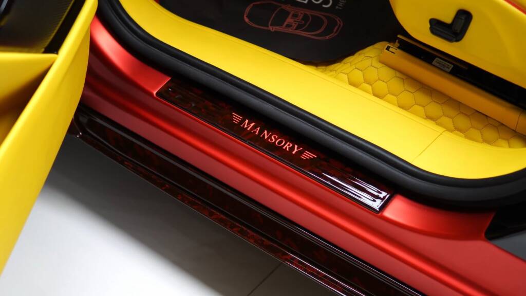 Mansory Pugnator door sill and yellow interior after detailing