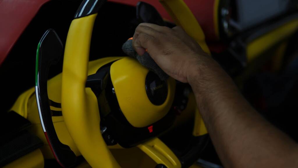 Mansory Pugnator yellow steering wheel and interior