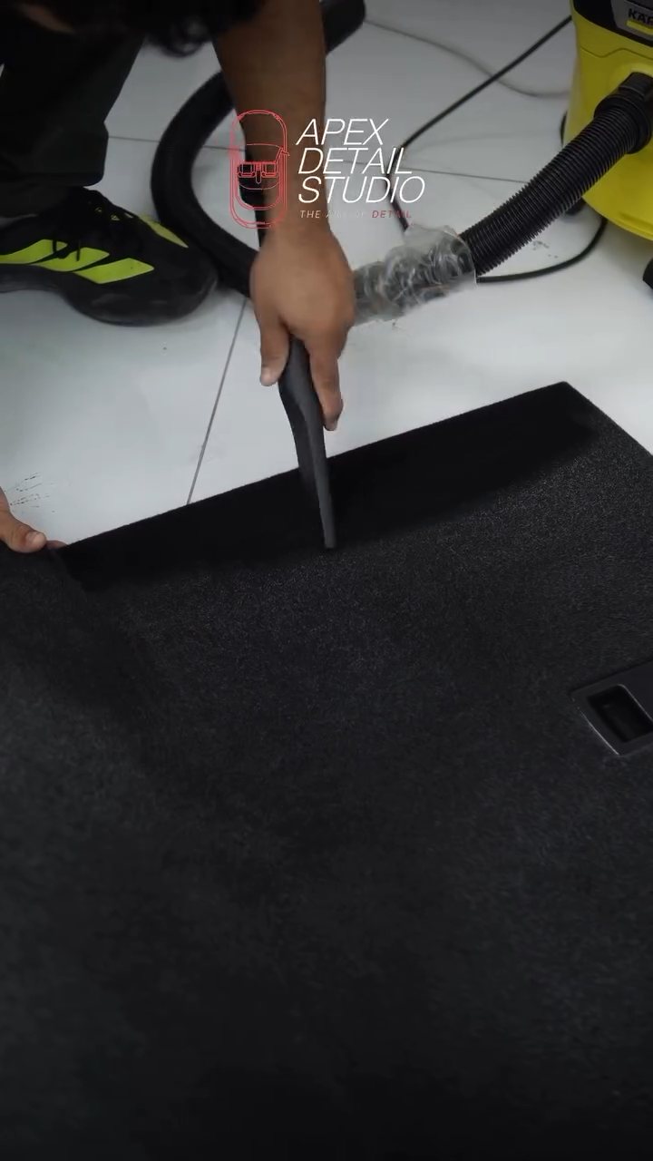Vacuuming the Maserati Grecale carpet in Dubai