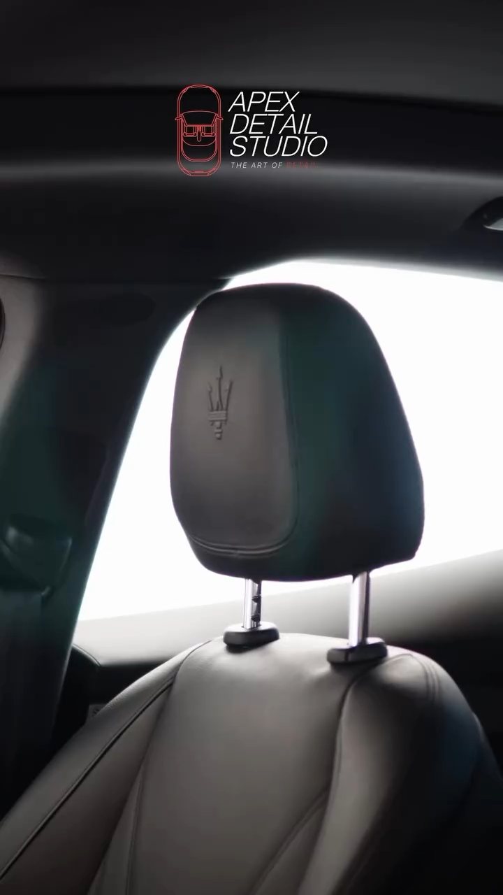 Maserati Grecale front seats and headrests after the interior detail in Dubai