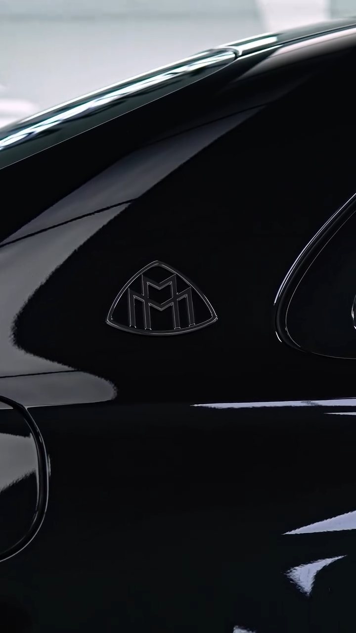 Maybach emblem on the S580 pillar at Apex Detail Studio Dubai
