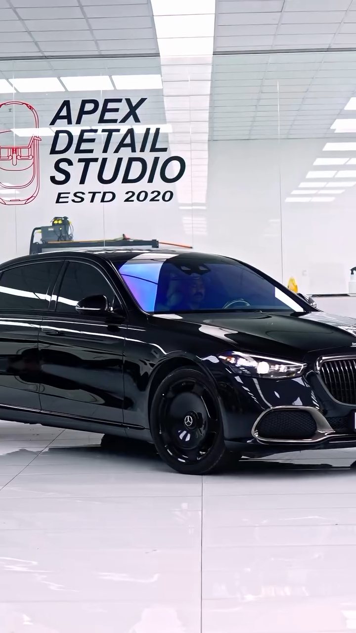 Mercedes-Maybach S580 in the Apex Detail Studio showroom after window tint, Dubai