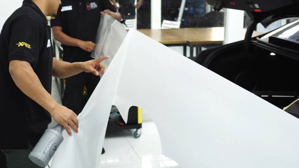 Preparing premium film for a Maybach S680 Brabus