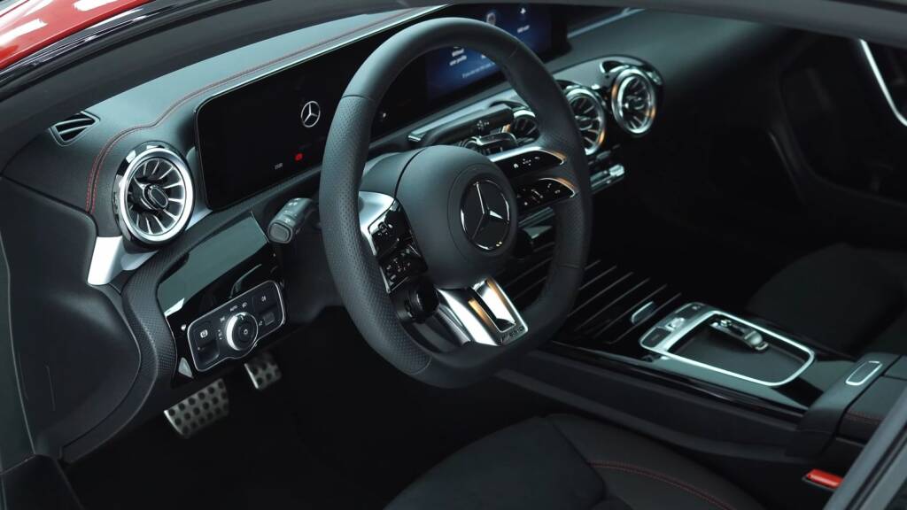 Mercedes-AMG CLA cockpit and AMG steering wheel