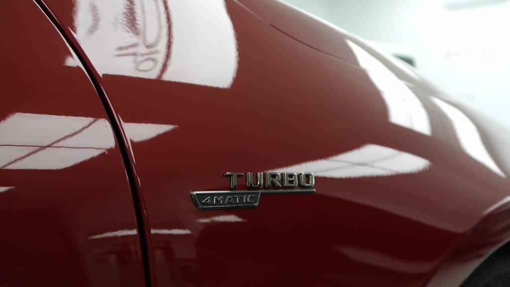 Turbo 4MATIC badge on a Mercedes-AMG CLA after PPF