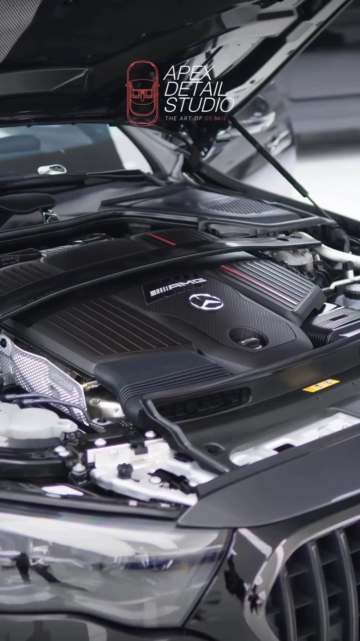 Mercedes-AMG E53 engine cover detail in Dubai